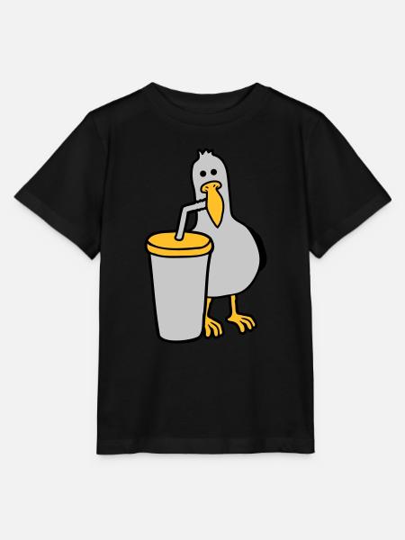 Möwe trinkt Cola Getränk - Stanley/Stella T-shirt MINI CREATOR til børn - sort