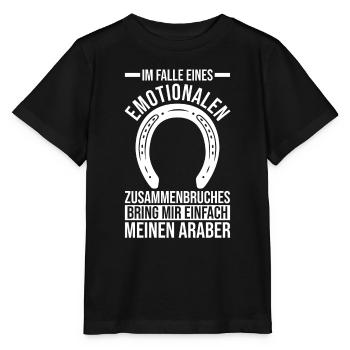 Pferd Reitsport Reiten Pferdesport Araber - Stanley/Stella Kinder T-Shirt MINI CREATOR  - Schwarz - Vorne - Mikhail (115cm)