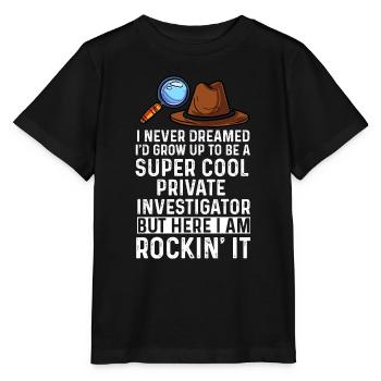 super cool private investigator Design - Stanley/Stella Kinder T-Shirt MINI CREATOR  - Schwarz - Vorne - Mikhail (115cm)