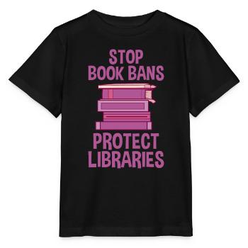 Stop aux interdictions de livres protège les bibliothèques 2 - T-shirt bio MINI CREATOR Stanley/Stella Enfant - noir - Devant - Mikhail (115cm)