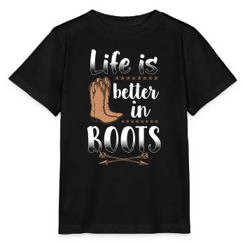 La vie est meilleure dans Bottes - T-shirt bio MINI CREATOR Stanley/Stella Enfant - noir - Devant - Mikhail (115cm)