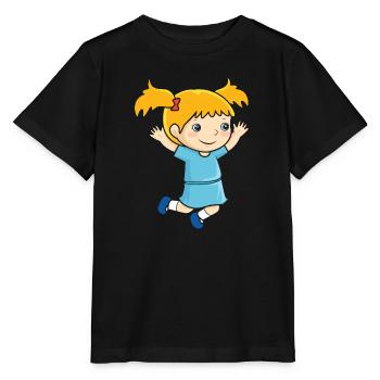 Girl jumps school enrollment joy kindergarten - Stanley/Stella MINI CREATOR Kids’ T-Shirt - black - Front - Mikhail (115cm)