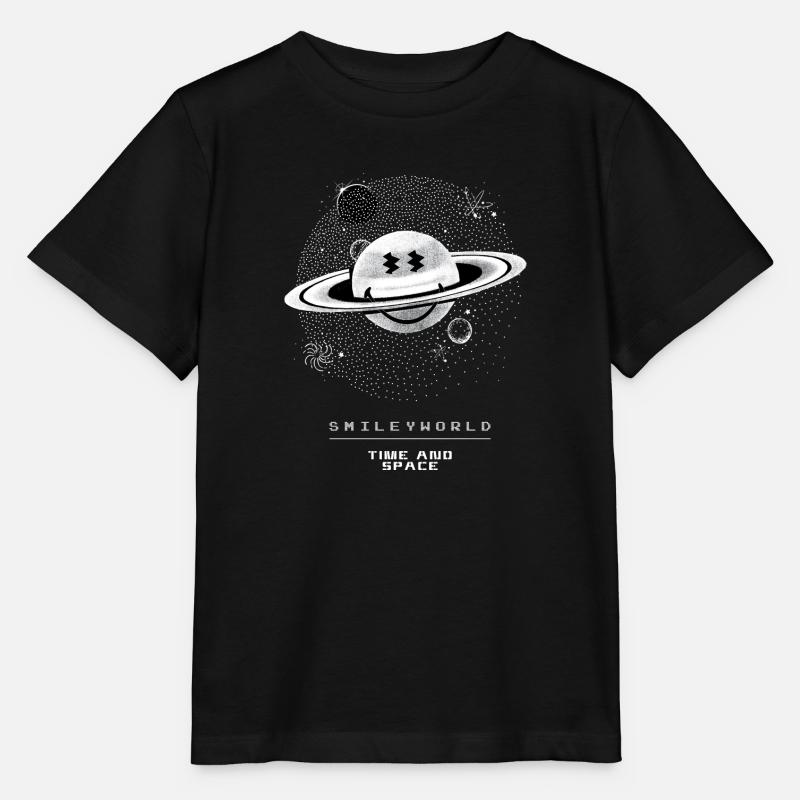SmileyWorld Saturn Smiley In Time And Space - Stanley/Stella MINI CREATOR Kids’ T-Shirt - black