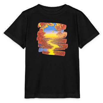 Fluss Wolken bunt - Stanley/Stella Kinder T-Shirt MINI CREATOR  - Schwarz - Vorne - Mikhail (115cm)