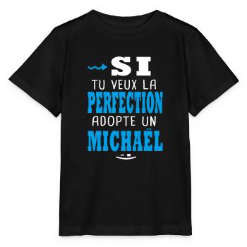 Michaël Si tu veux la perfection adopte Michael - T-shirt bio MINI CREATOR Stanley/Stella Enfant - noir - Devant - Mikhail (115cm)