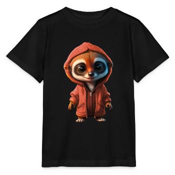 Charmantes Erdmännchen in Kapuzenjacke - Stanley/Stella Kinder T-Shirt MINI CREATOR  - Schwarz - Vorne - Mikhail (115cm)