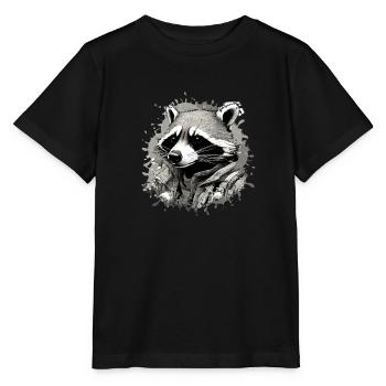 raccoon,graffiti,grey, watercolour,urban - Stanley/Stella MINI CREATOR Kids’ T-Shirt - black - Front - Mikhail (115cm)