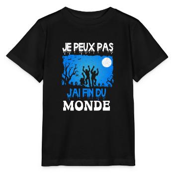 je peux pas j'ai fin du monde - T-shirt bio MINI CREATOR Stanley/Stella Enfant - noir - Devant - Mikhail (115cm)