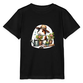 Gardener Guinea Pig’s Green Thumb - Stanley/Stella Kinder T-Shirt MINI CREATOR  - Schwarz - Vorne - Mikhail (115cm)