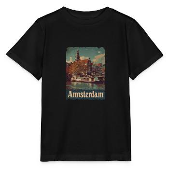 Vintage Amsterdam Kanal Niederlande Holland - Stanley/Stella Kinder T-Shirt MINI CREATOR  - Schwarz - Vorne - Mikhail (115cm)