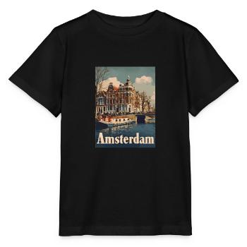 Vintage Amsterdam Kanal Niederlande Holland - Stanley/Stella Kinder T-Shirt MINI CREATOR  - Schwarz - Vorne - Mikhail (115cm)