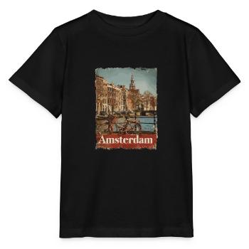 Vintage Amsterdam Kanal Niederlande Holland - Stanley/Stella Kinder T-Shirt MINI CREATOR  - Schwarz - Vorne - Mikhail (115cm)