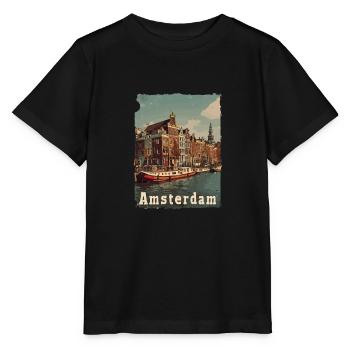 Vintage Amsterdam Kanal Niederlande Holland - Stanley/Stella Kinder T-Shirt MINI CREATOR  - Schwarz - Vorne - Mikhail (115cm)