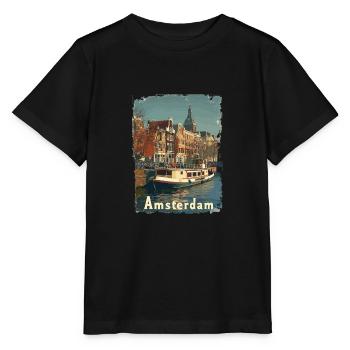 Vintage Amsterdam Kanal Niederlande Holland - Stanley/Stella Kinder T-Shirt MINI CREATOR  - Schwarz - Vorne - Mikhail (115cm)