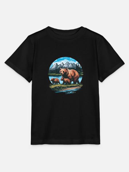 Majestätischer Bergbär Familie Wildlife Natur - Stanley/Stella Kinder T-Shirt MINI CREATOR  - Schwarz