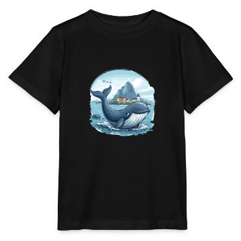 Küstendorf und Riesenwal Skandinavien - Stanley/Stella Kinder T-Shirt MINI CREATOR  - Schwarz - Vorne - Mikhail (115cm)