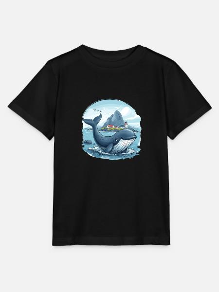 Küstendorf und Riesenwal Skandinavien - Stanley/Stella Kinder T-Shirt MINI CREATOR  - Schwarz