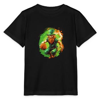 Leprechaun Basketball Irish Irland - Stanley/Stella Kinder T-Shirt MINI CREATOR  - Schwarz - Vorne - Mikhail (115cm)