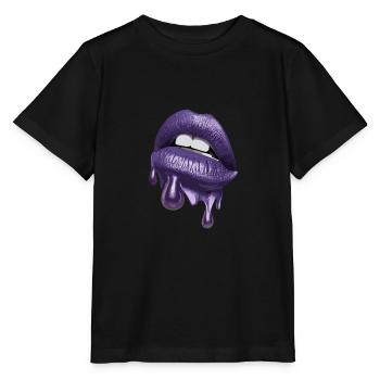 Stilvolle lila Tropfende Lippen Künstlerisch - Stanley/Stella Kinder T-Shirt MINI CREATOR  - Schwarz - Vorne - Mikhail (115cm)