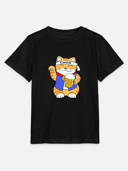 Maneki Neko Japan Glücksbringer - Stanley/Stella Kinder T-Shirt MINI CREATOR - Schwarz