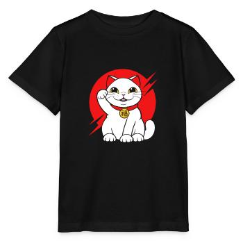 Maneki Neko Japan Lucky Charm - Stanley/Stella MINI CREATOR Kids’ T-Shirt - black - Front - Mikhail (115cm)