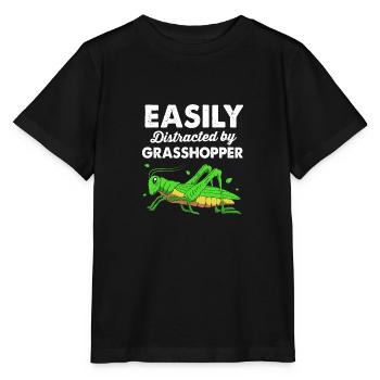 Grashüpfer Heuschrecke - Stanley/Stella Kinder T-Shirt MINI CREATOR  - Schwarz - Vorne - Mikhail (115cm)