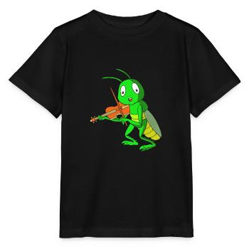 Grashüpfer Heuschrecke - Stanley/Stella Kinder T-Shirt MINI CREATOR  - Schwarz - Vorne - Mikhail (115cm)