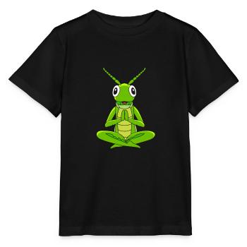 Grashüpfer Heuschrecke - Stanley/Stella Kinder T-Shirt MINI CREATOR  - Schwarz - Vorne - Mikhail (115cm)