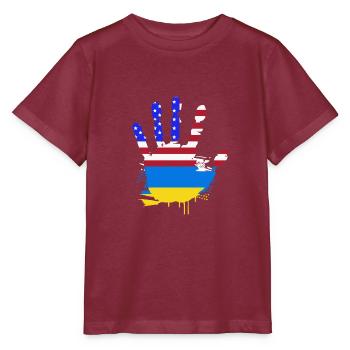 Ukraine - Stanley/Stella Kinder T-Shirt MINI CREATOR  - Burgunderrot - Vorne - Kain (125cm)