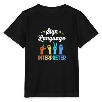 Sign language sign ASL deaf - Stanley/Stella MINI CREATOR Kids’ T-Shirt - black - Front - Mikhail (115cm)