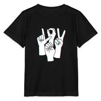 Sign language sign ASL deaf - Stanley/Stella MINI CREATOR Kids’ T-Shirt - black - Front - Mikhail (115cm)