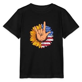Sign language sign ASL deaf - Stanley/Stella MINI CREATOR Kids’ T-Shirt - black - Front - Mikhail (115cm)