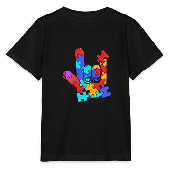 Sign language sign ASL deaf - Stanley/Stella MINI CREATOR Kids’ T-Shirt - black - Front - Mikhail (115cm)