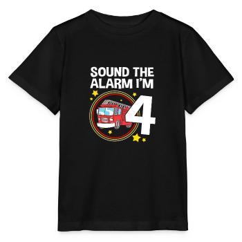 Feuerwehrauto Kindergeburtstag - Stanley/Stella Kinder T-Shirt MINI CREATOR  - Schwarz - Vorne - Mikhail (115cm)