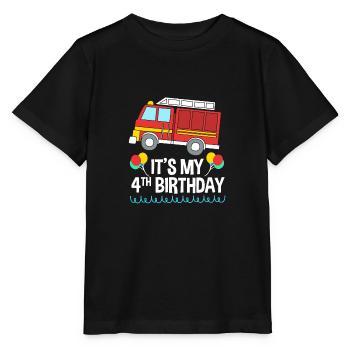 Feuerwehrauto Kindergeburtstag - Stanley/Stella Kinder T-Shirt MINI CREATOR  - Schwarz - Vorne - Mikhail (115cm)