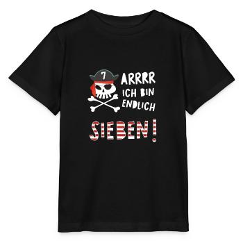 Ich bin Sieben 7 / Pirat Geburtstag Party - Stanley/Stella Kinder T-Shirt MINI CREATOR  - Schwarz - Vorne - Mikhail (115cm)