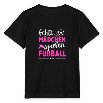 Fußball Echte Mädchen spielen Fußball Fußballerin - Stanley/Stella Kinder T-Shirt MINI CREATOR  - Schwarz - Vorne - Mikhail (115cm)