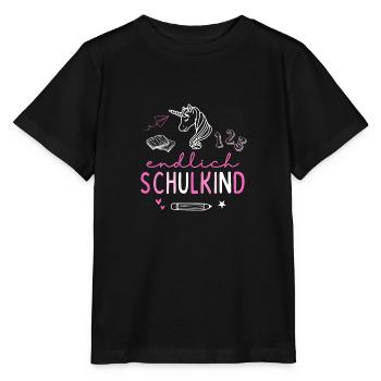 Schulkind 2024 Einhorn 1. Klasse Herz Einschulung - Stanley/Stella Kinder T-Shirt MINI CREATOR  - Schwarz - Vorne - Mikhail (115cm)