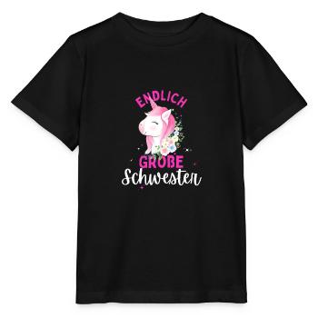 Ich werde große Schwester 2024 Einhorn Loading Süß - Stanley/Stella Kinder T-Shirt MINI CREATOR  - Schwarz - Vorne - Mikhail (115cm)