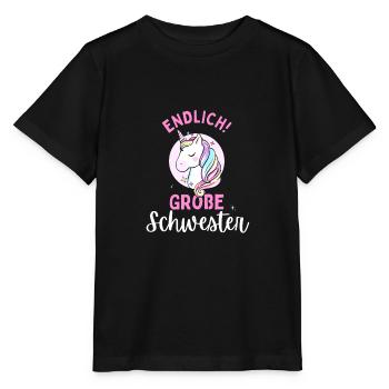 Ich werde große Schwester 2024 Einhorn Loading Süß - Stanley/Stella Kinder T-Shirt MINI CREATOR  - Schwarz - Vorne - Mikhail (115cm)