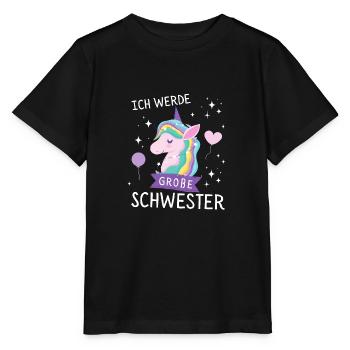 Ich werde große Schwester 2024 Einhorn Loading Süß - Stanley/Stella Kinder T-Shirt MINI CREATOR  - Schwarz - Vorne - Mikhail (115cm)