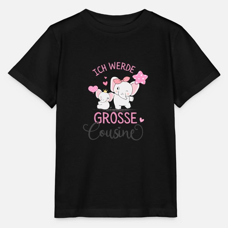 Ich werde Große Cousine 2025 Mädchen Elefanten - Stanley/Stella Kinder T-Shirt MINI CREATOR  - Schwarz