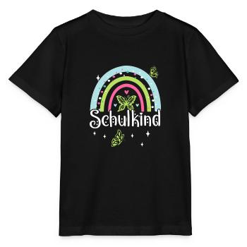Schulkind 2024 Mädchen Regenbogen Einschulung 2024 - Stanley/Stella Kinder T-Shirt MINI CREATOR  - Schwarz - Vorne - Mikhail (115cm)
