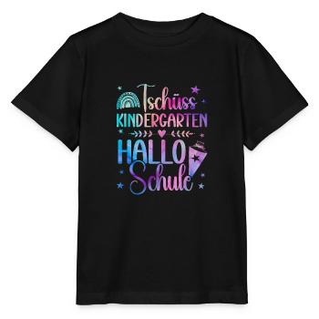 Schulkind 2024 Mädchen Regenbogen Einschulung 2024 - Stanley/Stella Kinder T-Shirt MINI CREATOR  - Schwarz - Vorne - Mikhail (115cm)