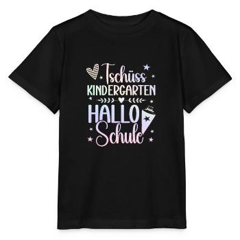 Schulkind 2024 Mädchen Regenbogen Einschulung 2024 - Stanley/Stella Kinder T-Shirt MINI CREATOR  - Schwarz - Vorne - Mikhail (115cm)