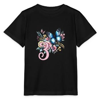 Geburtstag 3 Mädchen Schmetterling Mädchen Drei 3 - Stanley/Stella Kinder T-Shirt MINI CREATOR  - Schwarz - Vorne - Mikhail (115cm)