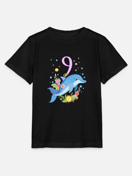 Geburtstag 9 Delphin Mädchen Neun 9 Jahre Unterwas - Stanley/Stella Kinder T-Shirt MINI CREATOR - Schwarz