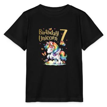 Geburtstag 7 Einhorn Siebter Geburtstag Mädchen 7 - Stanley/Stella Kinder T-Shirt MINI CREATOR  - Schwarz - Vorne - Mikhail (115cm)