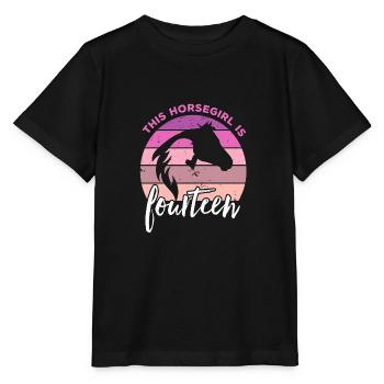 Geburtstag 14 Mädchen Pferd Reiten Stall Fourteen - Stanley/Stella Kinder T-Shirt MINI CREATOR  - Schwarz - Vorne - Mikhail (115cm)