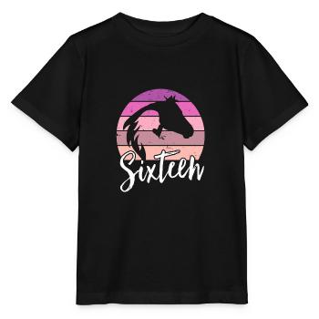 Geburtstag 16 Mädchen Pferd Reiten Stall Sechzehn - Stanley/Stella Kinder T-Shirt MINI CREATOR  - Schwarz - Vorne - Mikhail (115cm)